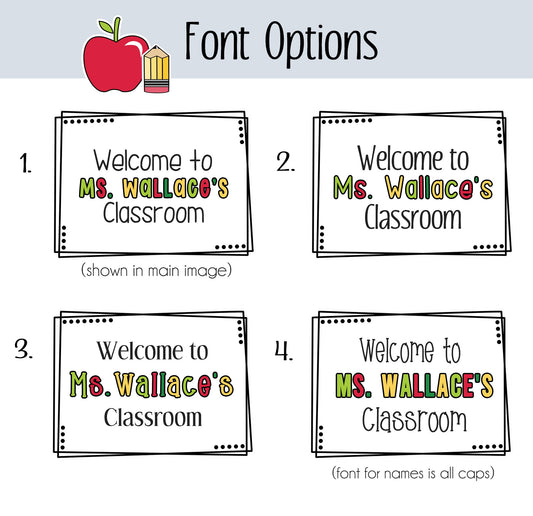 Vintage Composition Classroom Door Sign