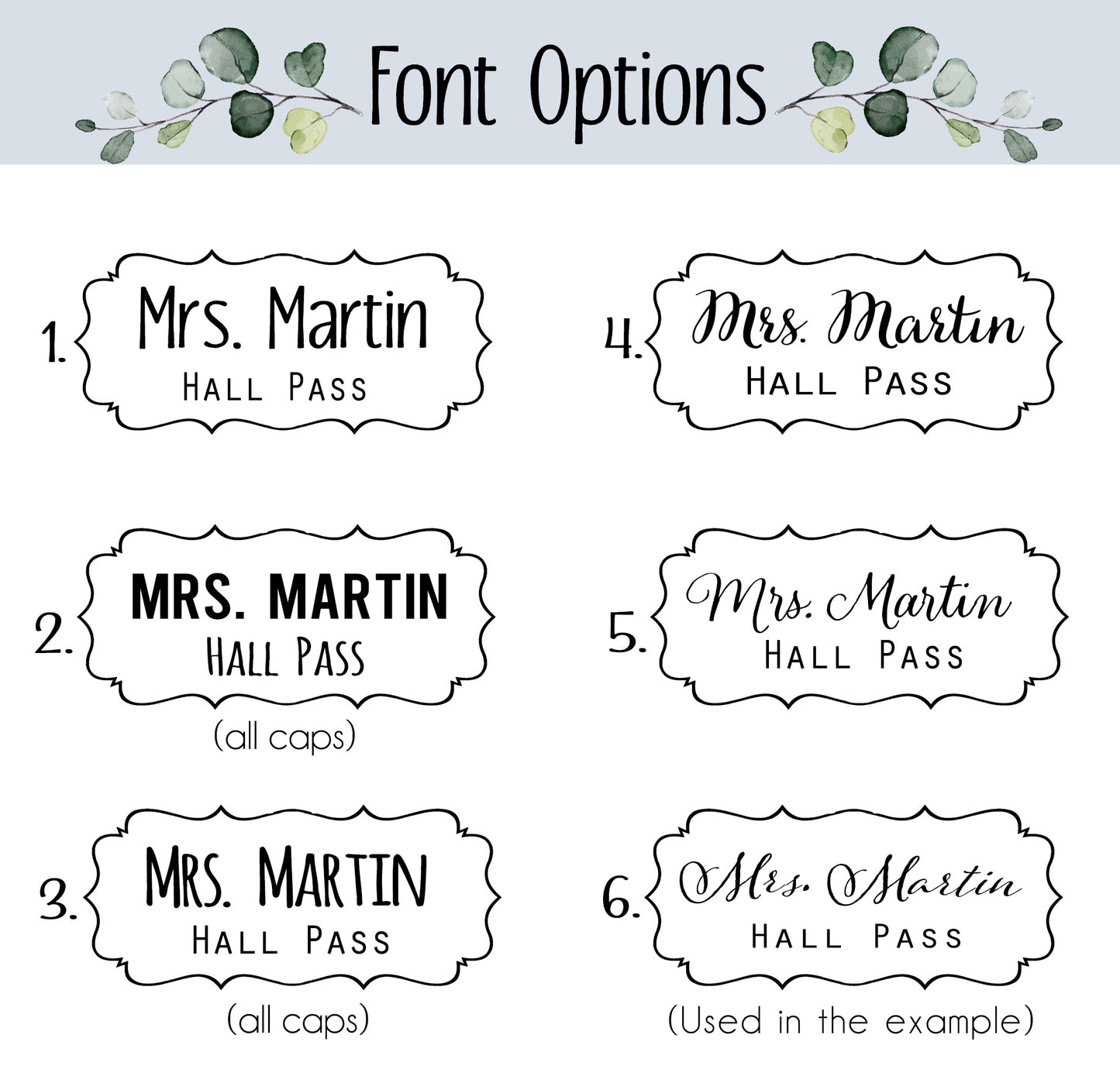 Personalized Botanical Hall Passes - Farmhouse Classroom Pass Set