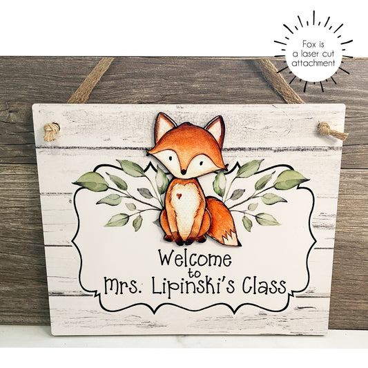 Woodland Fox Door Sign with Critter Cut-Out