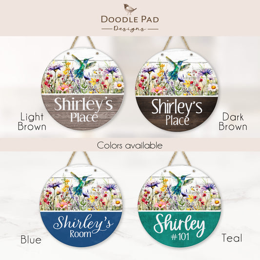 Personalized Hummingbird Door Sign - Assisted Living Room Sign