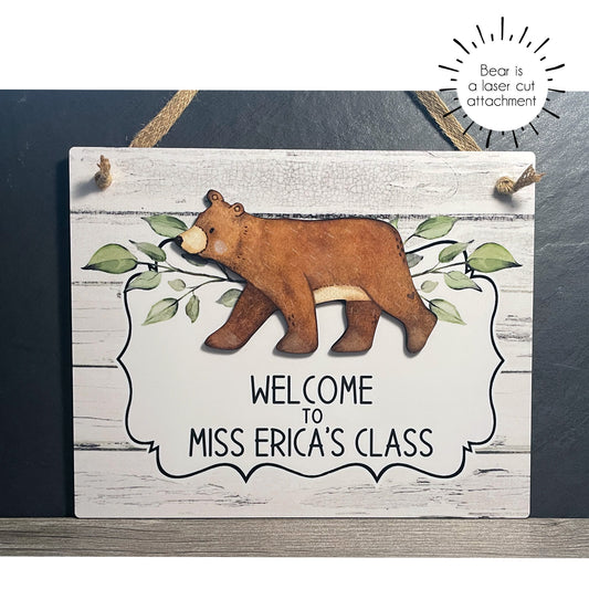 Woodland Bear Door Sign with Critter Cut-Out