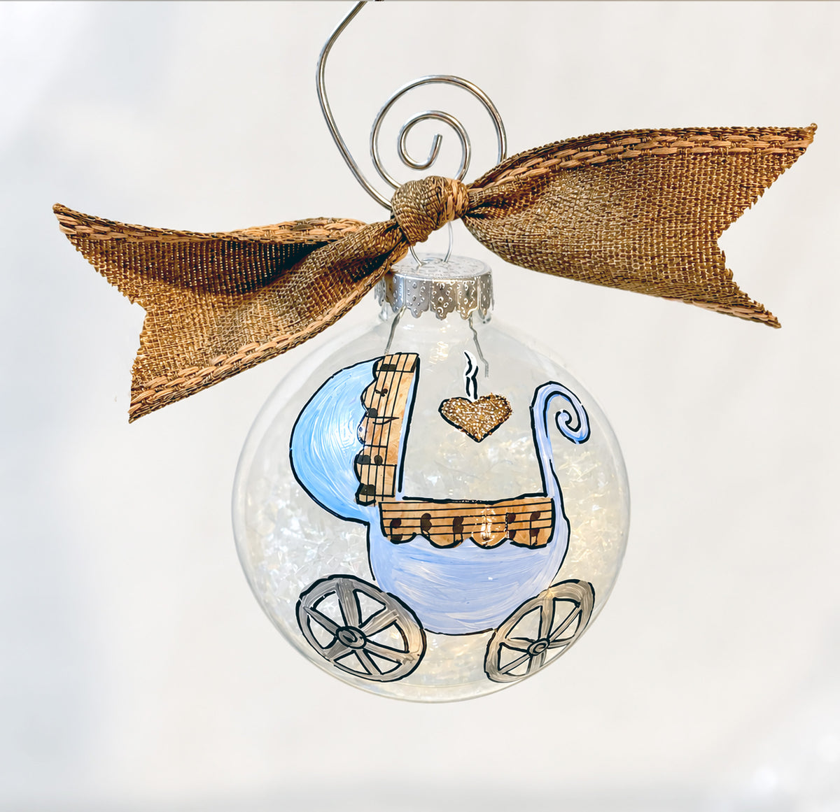 Hand Painted Baby Carriage Ornament