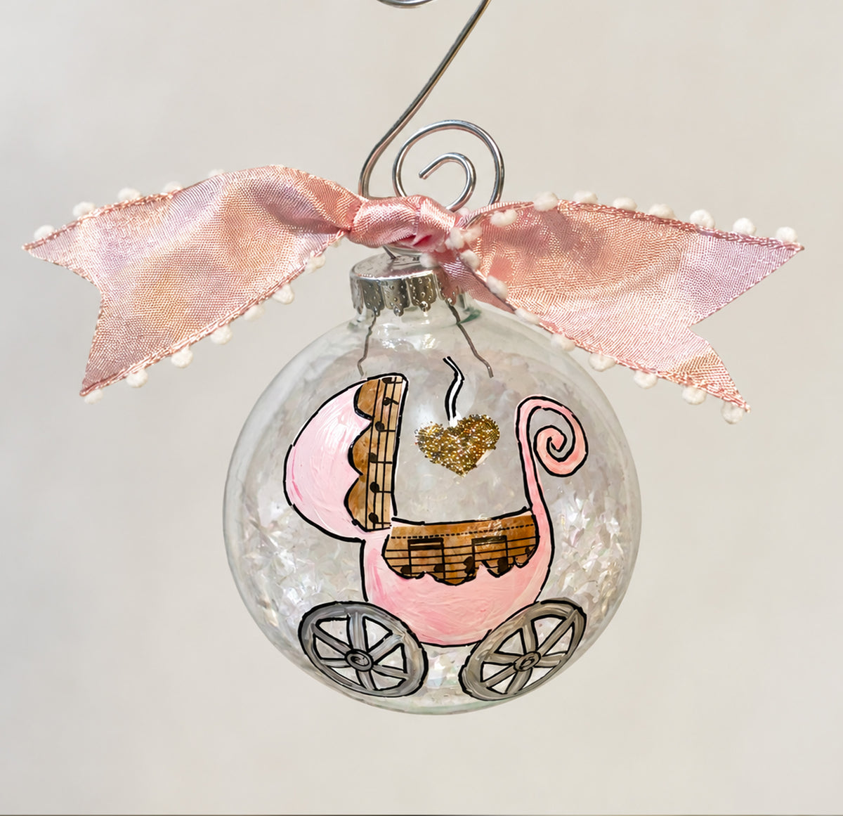 Hand Painted Baby Carriage Ornament