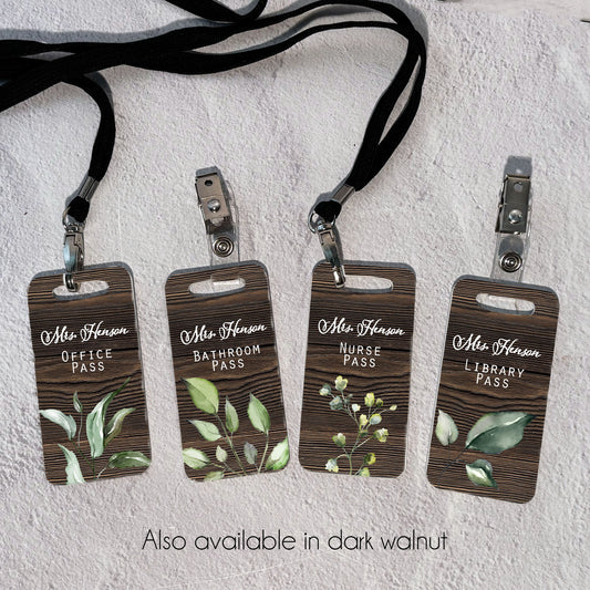 Personalized Botanical Hall Passes - Farmhouse Classroom Pass Set