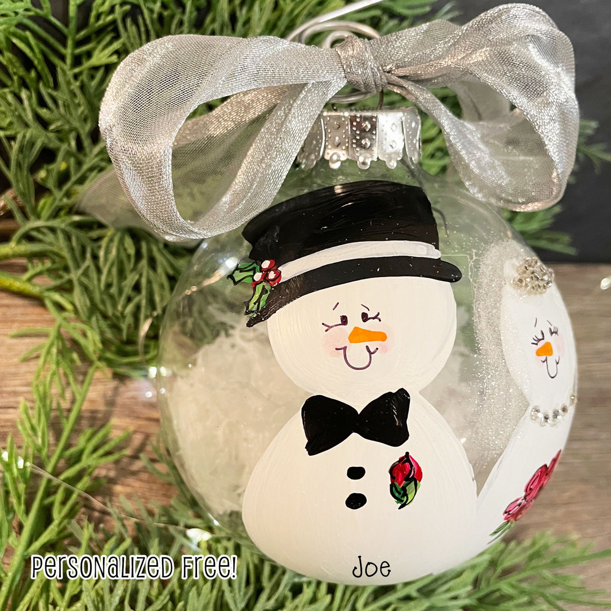 Personalized Snowman Wedding Ornament