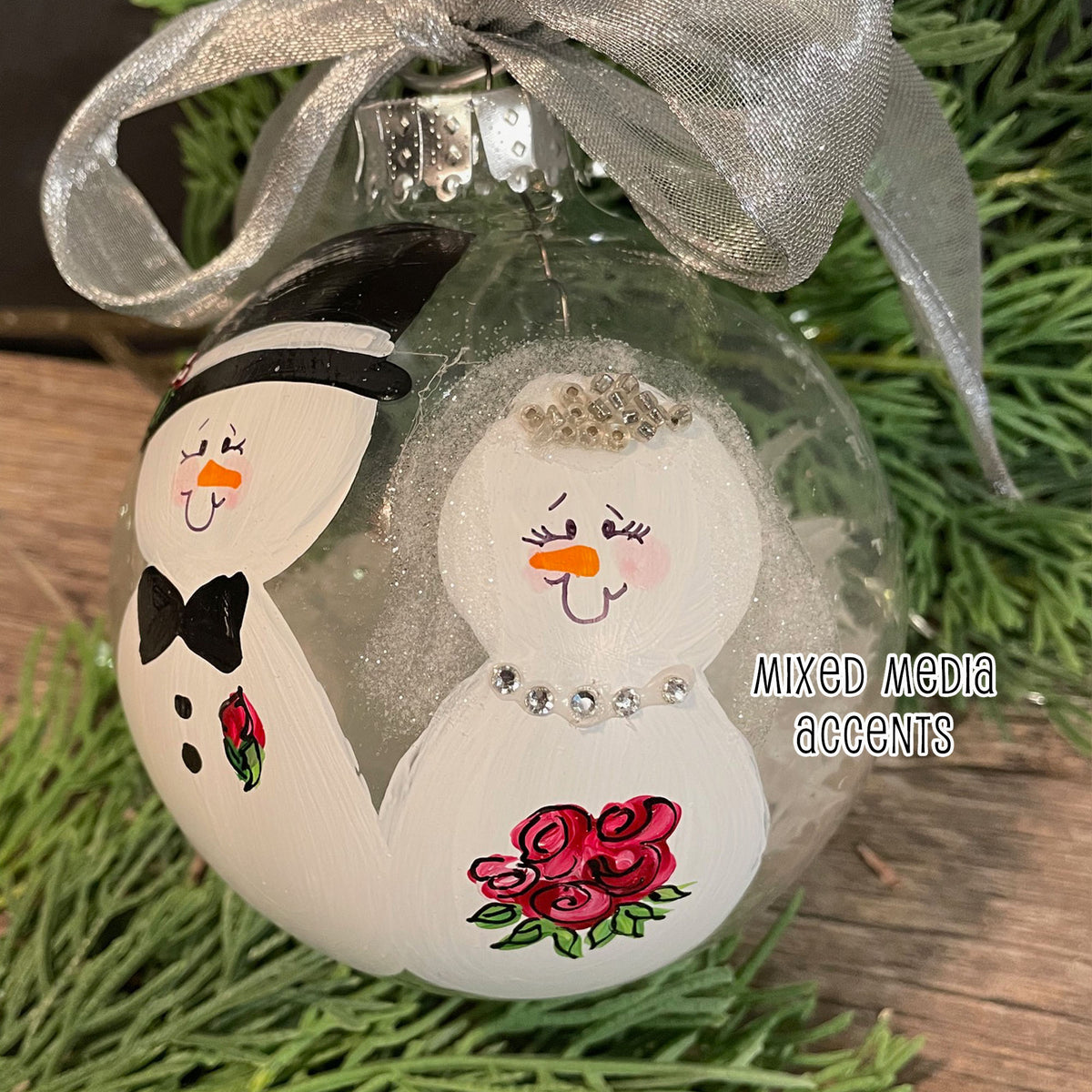 Personalized Snowman Wedding Ornament