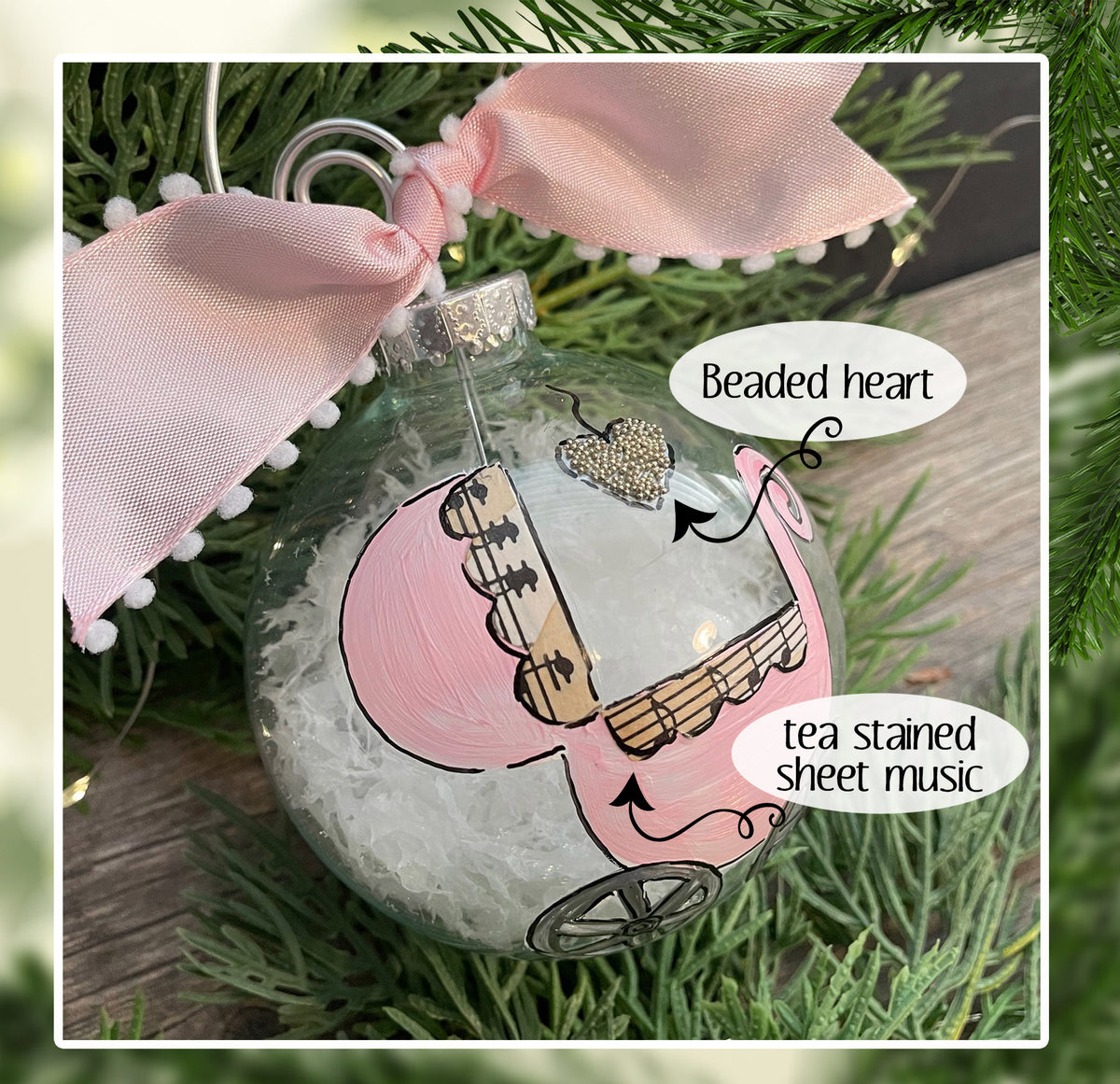 Hand Painted Baby Carriage Ornament