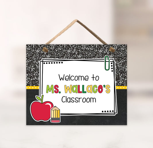 Vintage Composition Classroom Door Sign