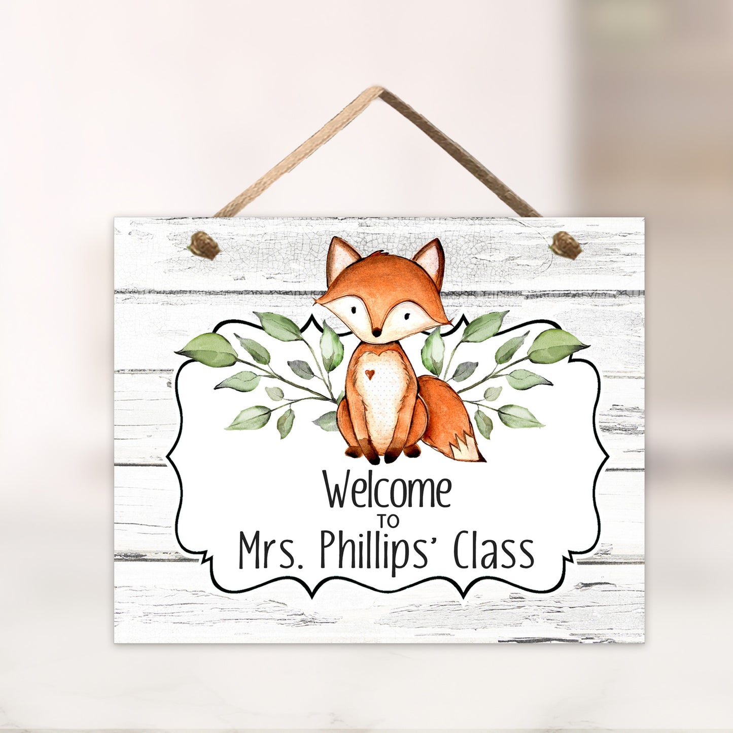 Woodland Fox Door Sign with Critter Cut-Out
