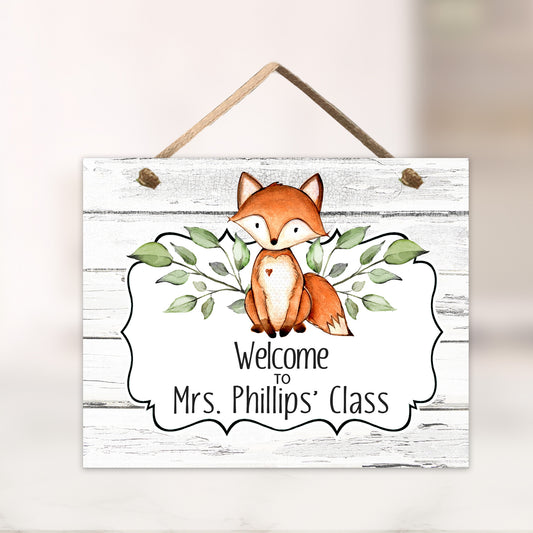 Woodland Fox Door Sign with Critter Cut-Out