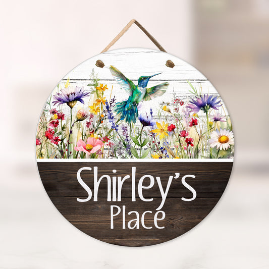 Personalized Hummingbird Door Sign - Assisted Living Room Sign