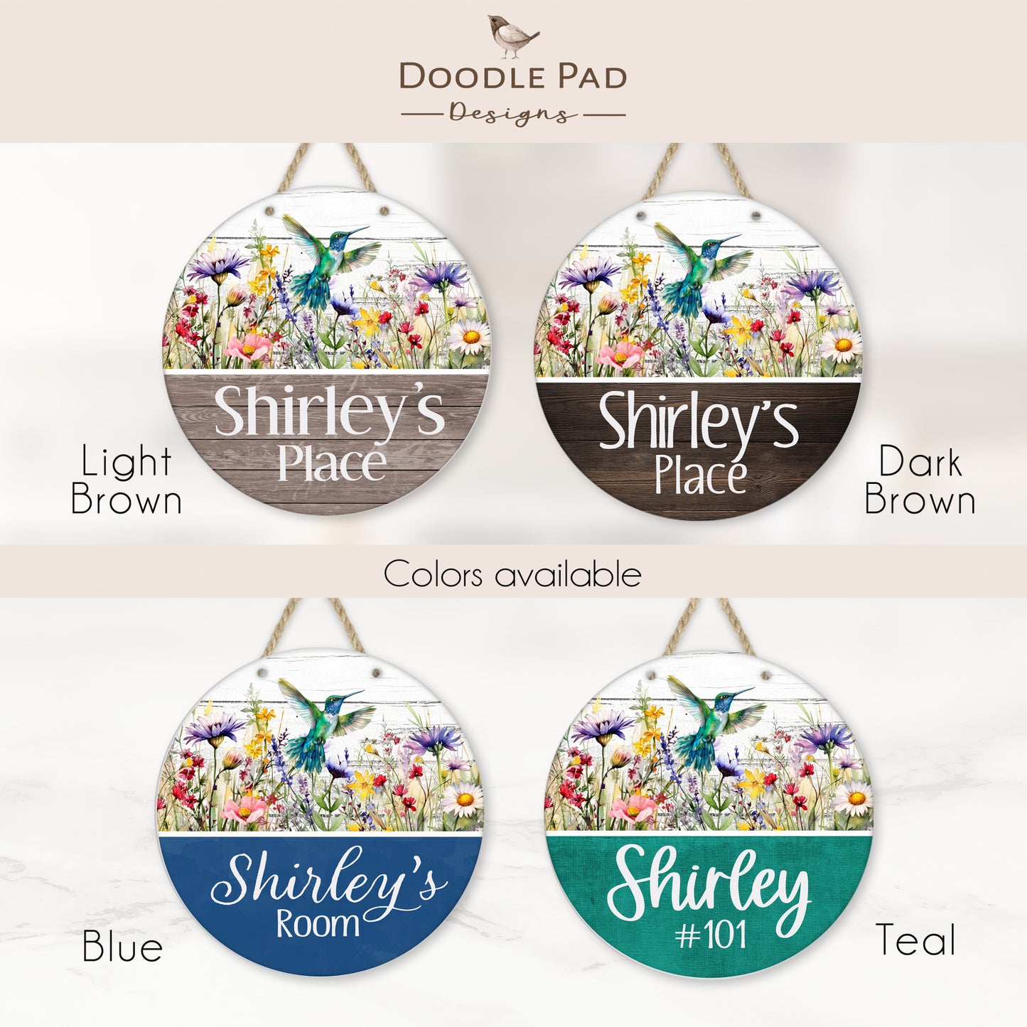 Personalized Hummingbird Door Sign - Assisted Living Room Sign