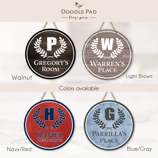 Personalized Laurel Wreath Door Sign - Assisted Living Room Sign