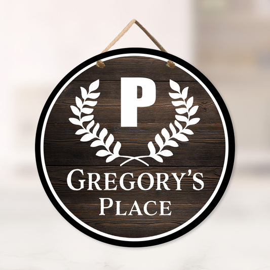 Personalized Laurel Wreath Door Sign - Assisted Living Room Sign