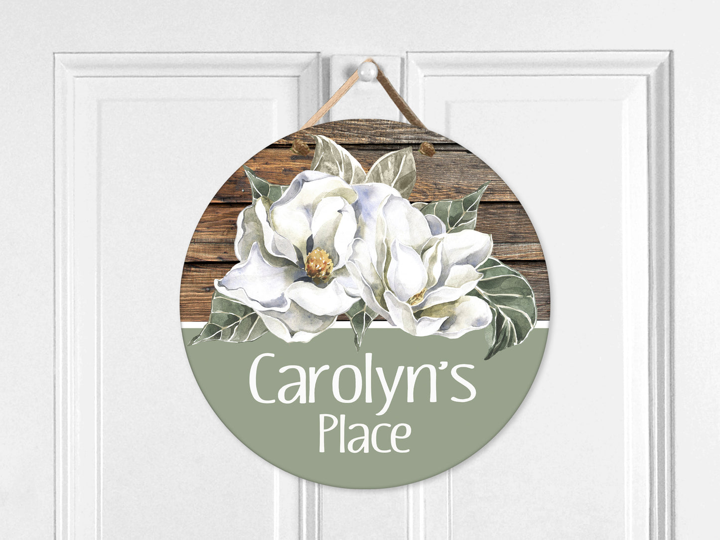 Personalized Magnolia Door Sign - Assisted Living Room Sign