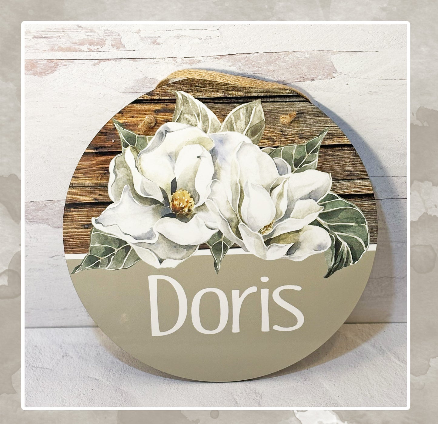 Personalized Magnolia Door Sign - Assisted Living Room Sign