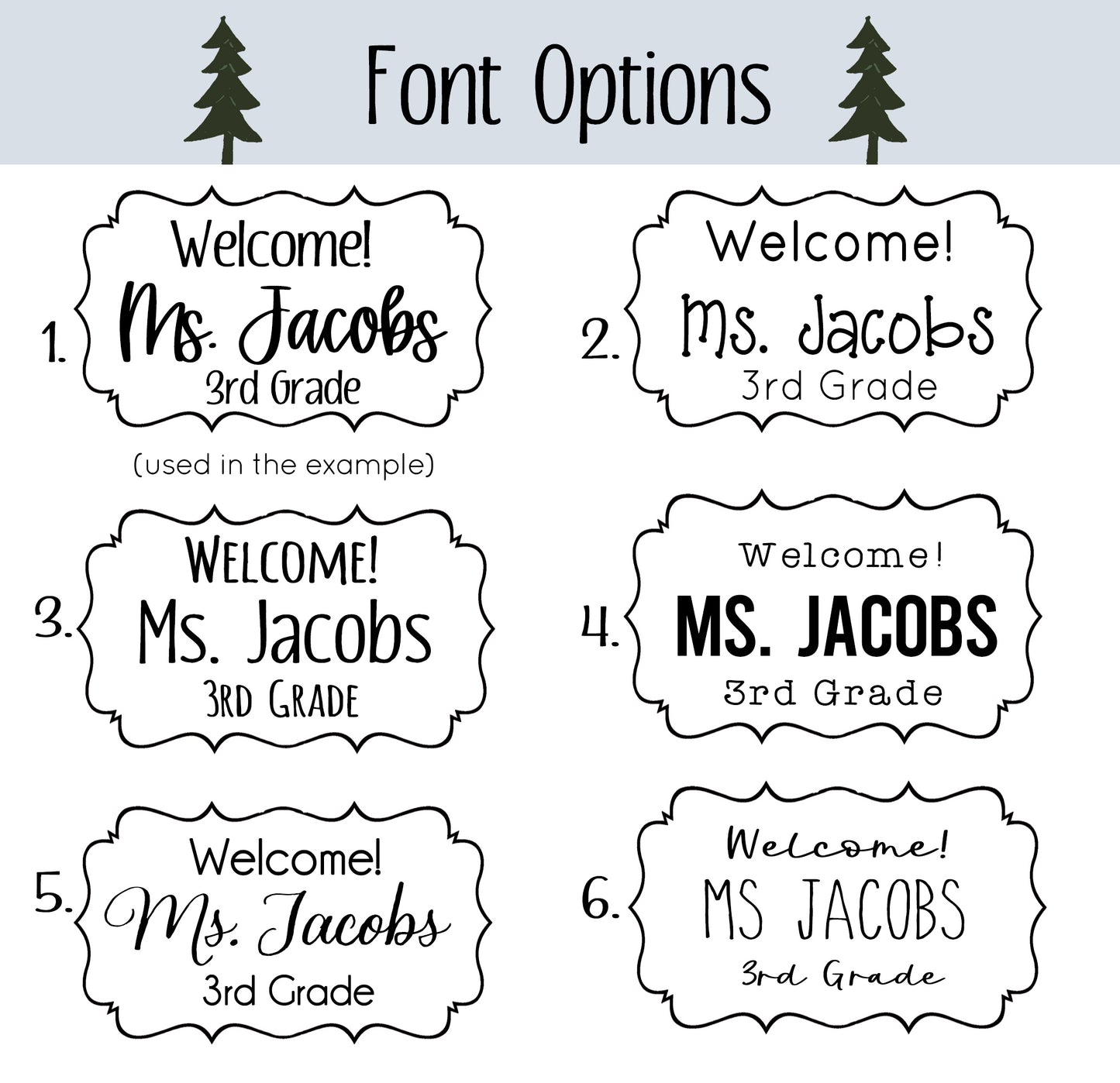 Personalized Woodland Classroom Door Sign - Modern Nature