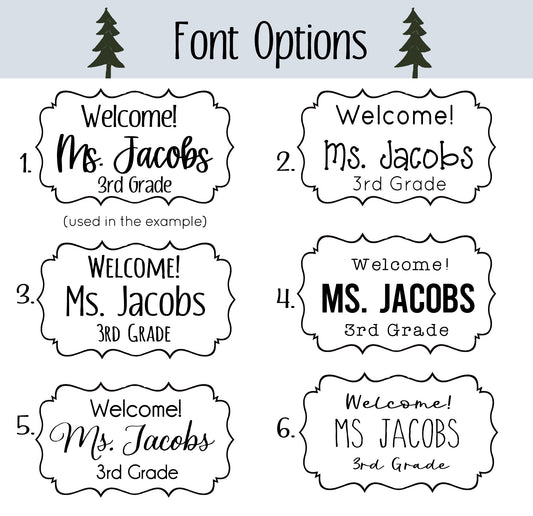 Personalized Woodland Classroom Door Sign - Modern Nature