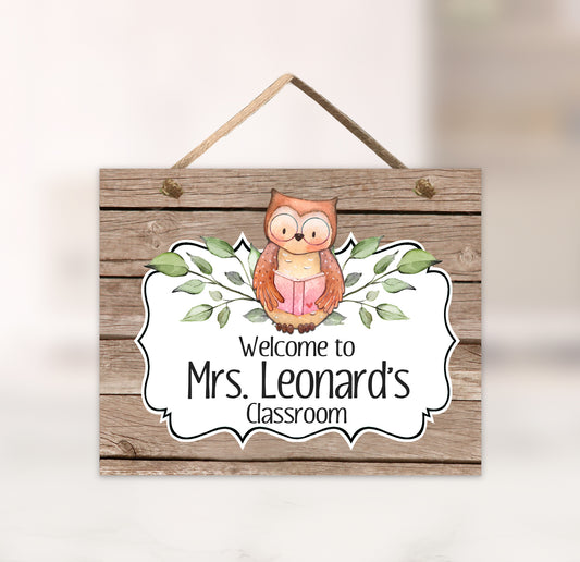 Reading Owl Classroom Door Sign