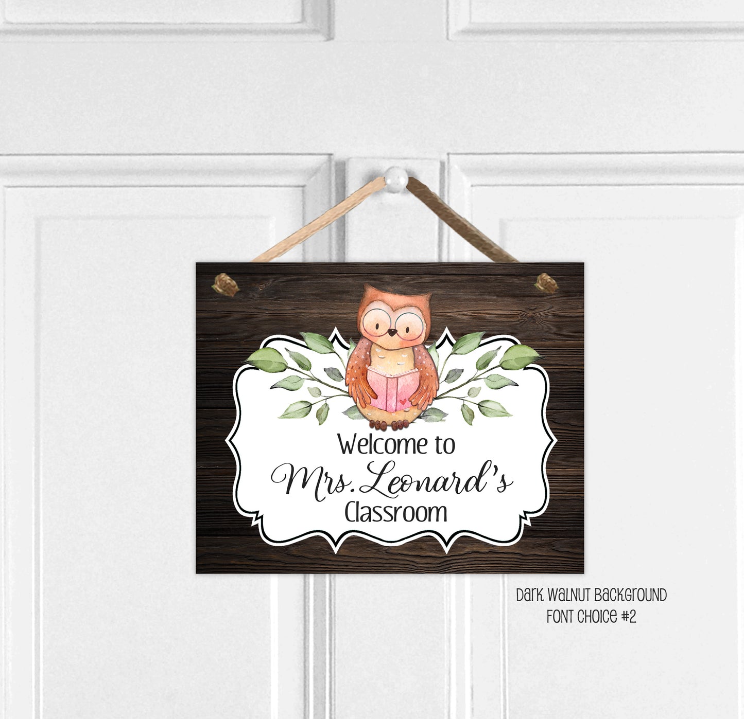 Reading Owl Classroom Door Sign