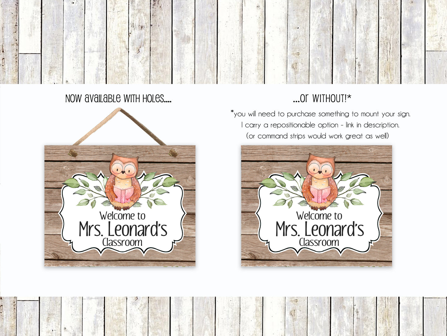 Reading Owl Classroom Door Sign