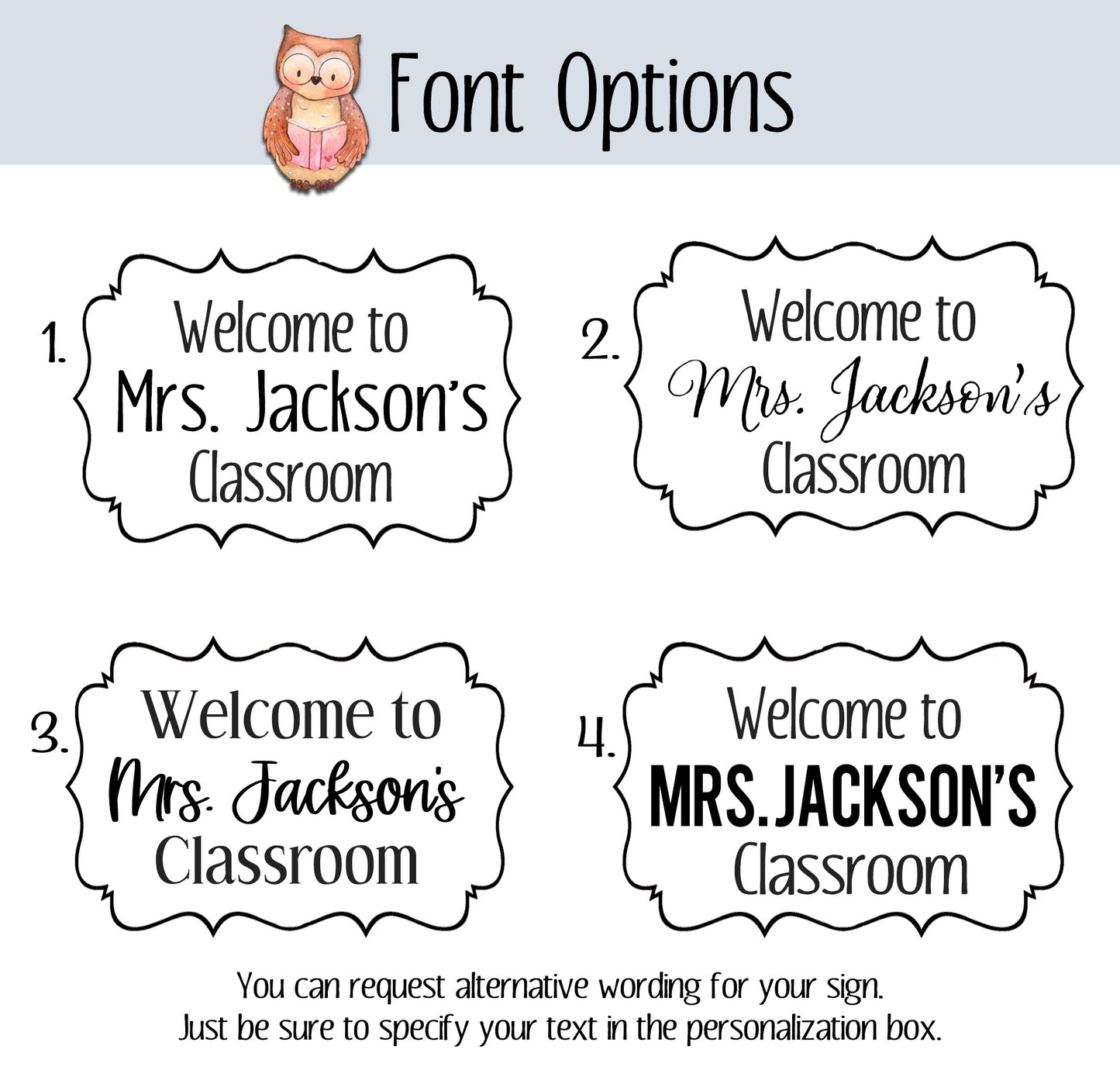Reading Owl Classroom Door Sign