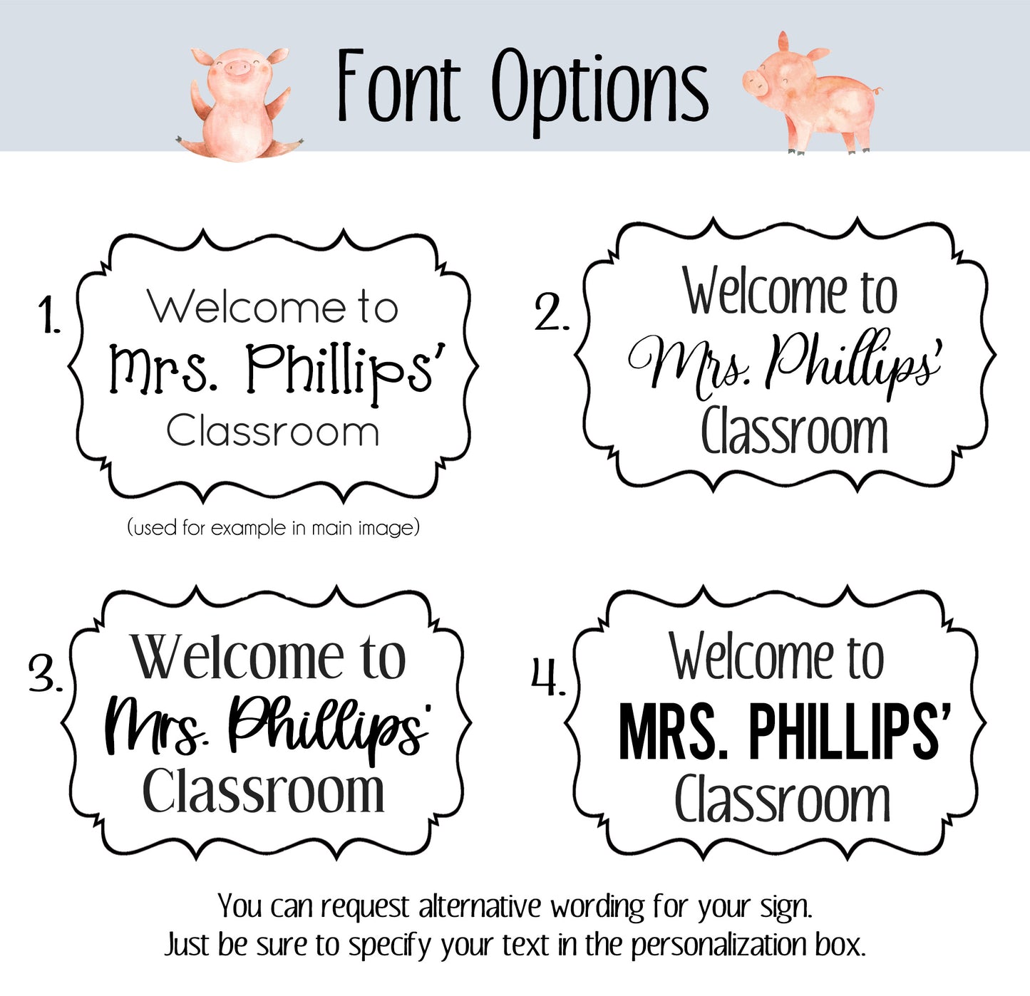Personalized Pig Classroom Door Sign