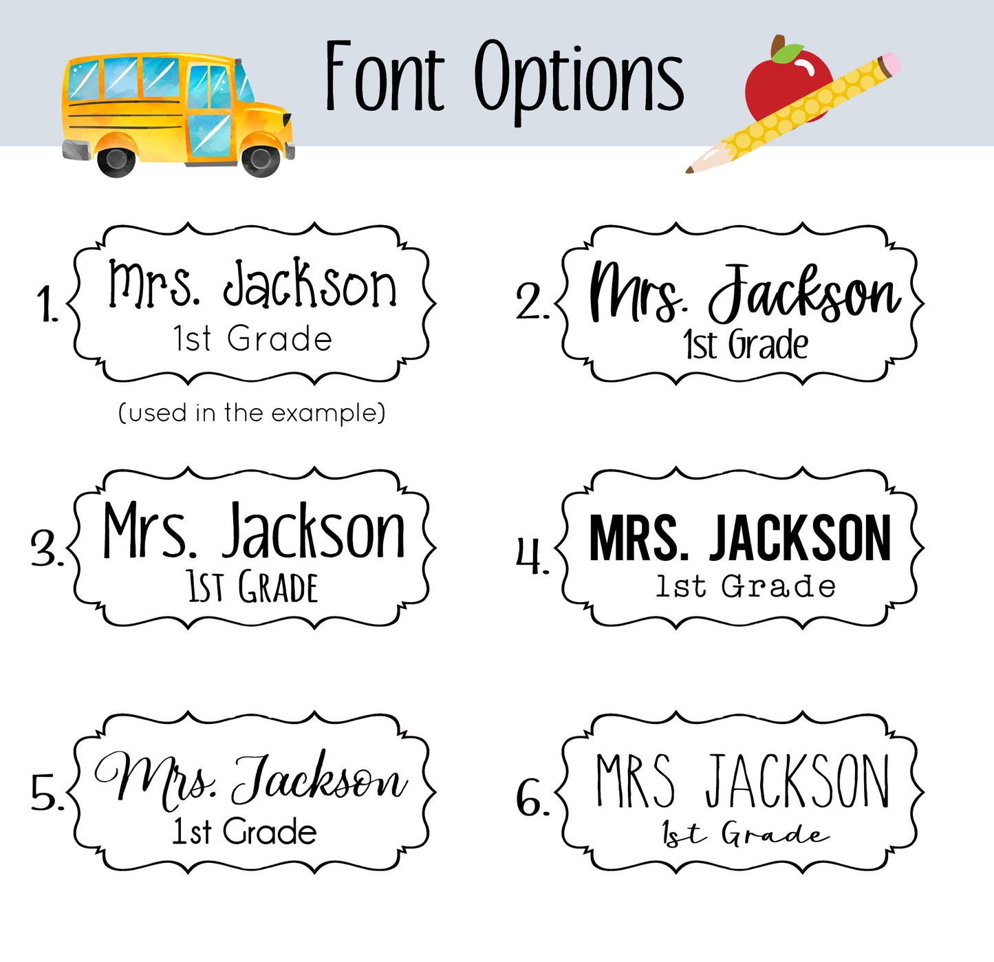 Personalized Elementary Classroom Door Sign - School Bus & Crayon