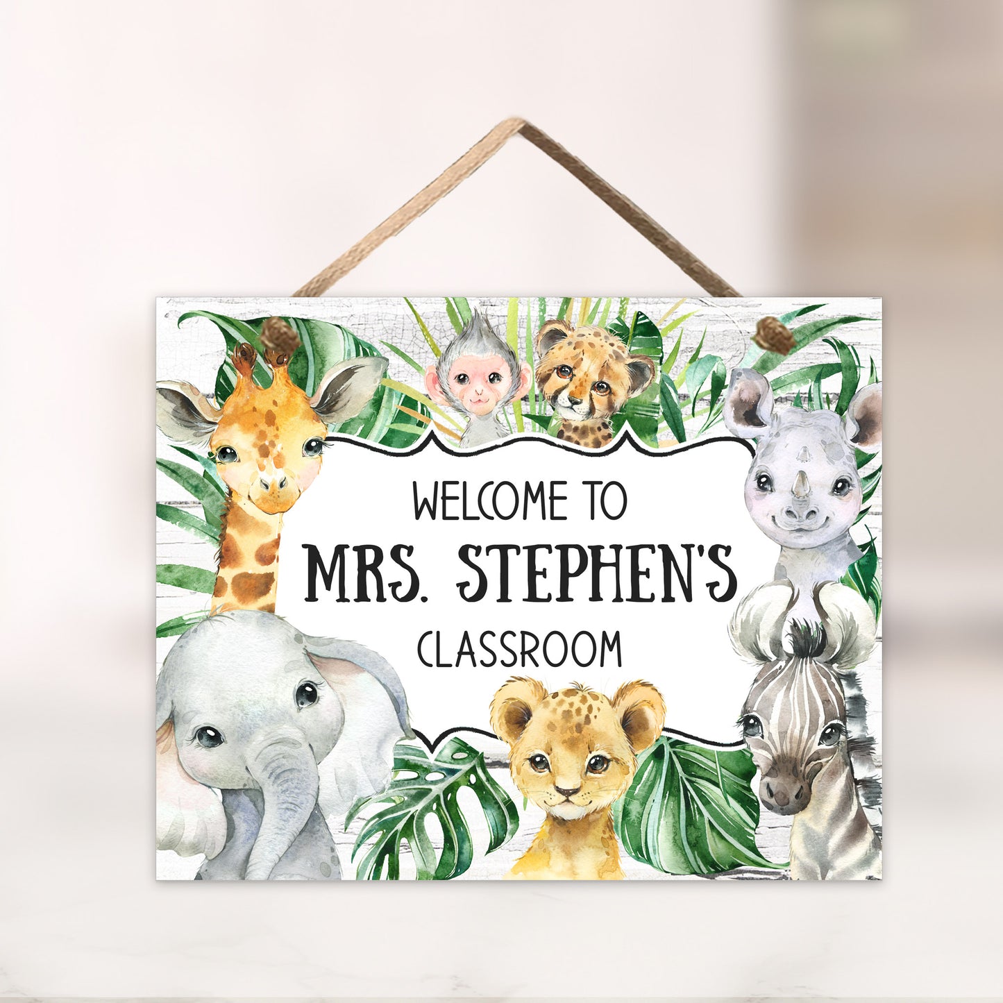 Safari Animals Classroom Sign