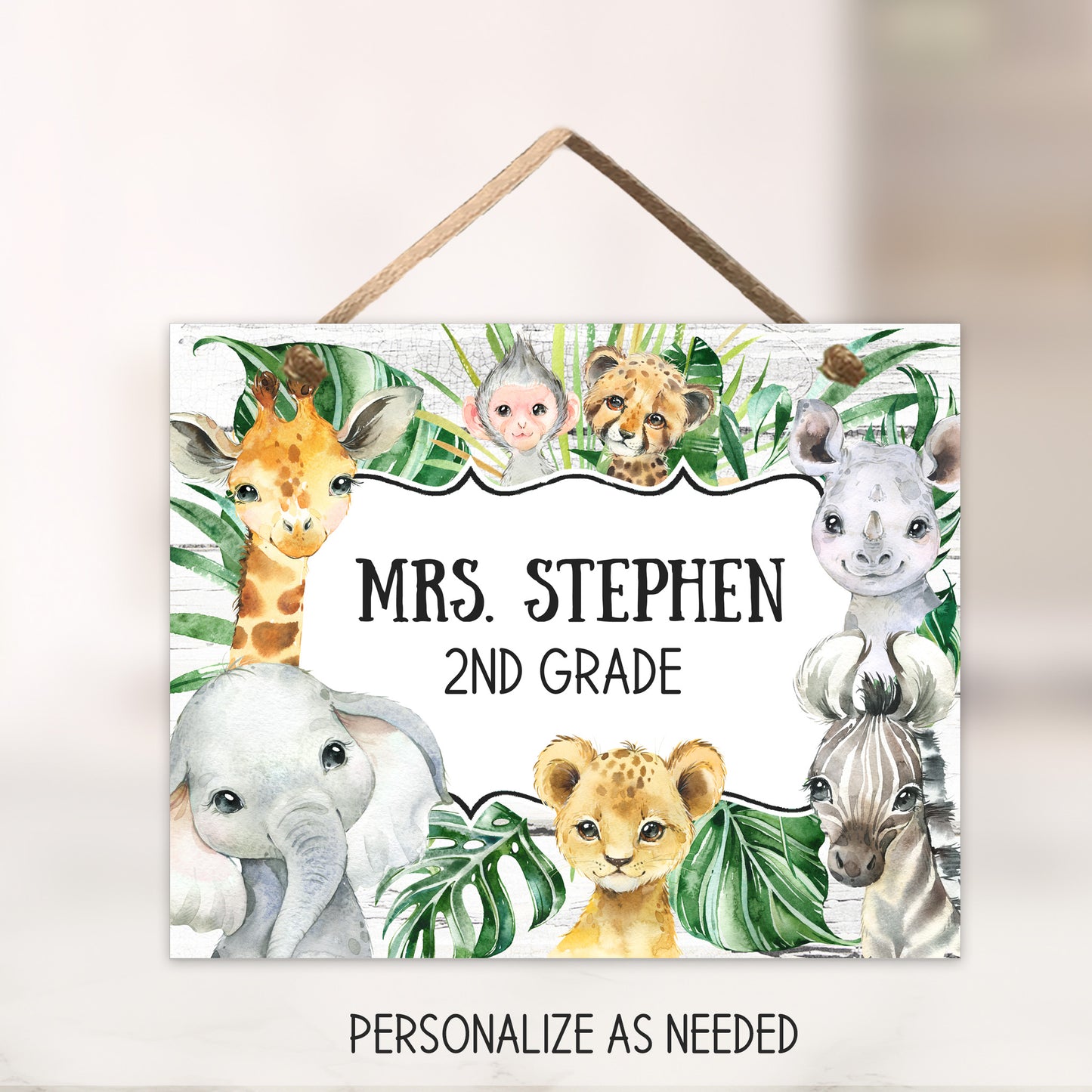 Safari Animals Classroom Sign