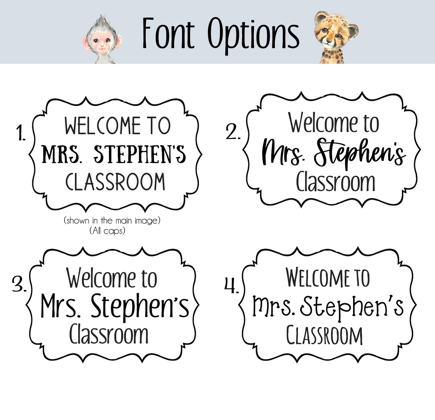 Safari Animals Classroom Sign