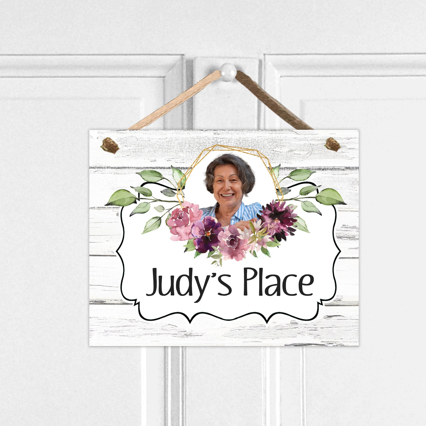 Custom Door Sign with Photo for Senior Living
