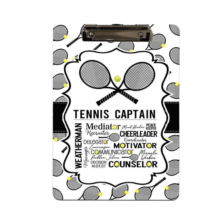 Personalized Tennis Captain Clipboard