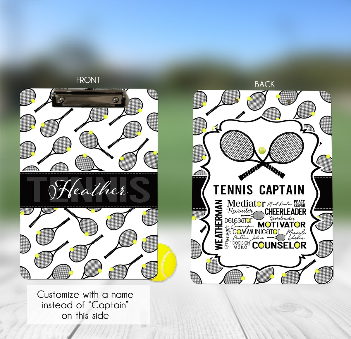Personalized Tennis Captain Clipboard