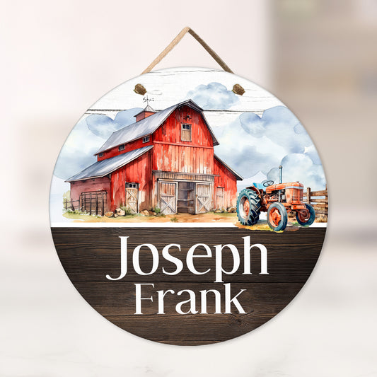 Personalized Farm & Tractor Door Sign - Assisted Living Room Sign