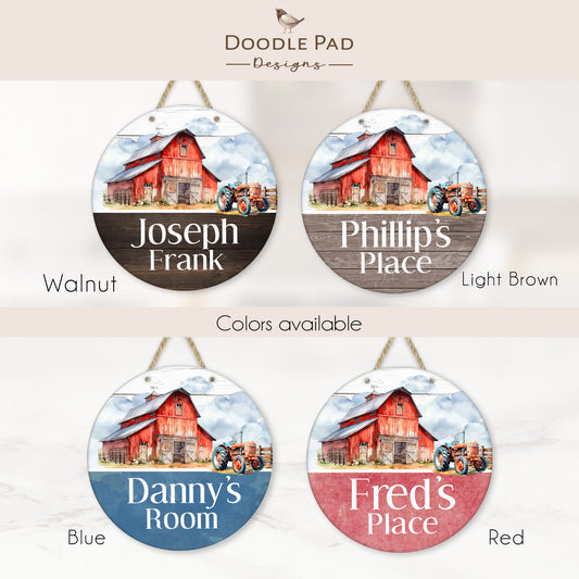 Personalized Farm & Tractor Door Sign - Assisted Living Room Sign