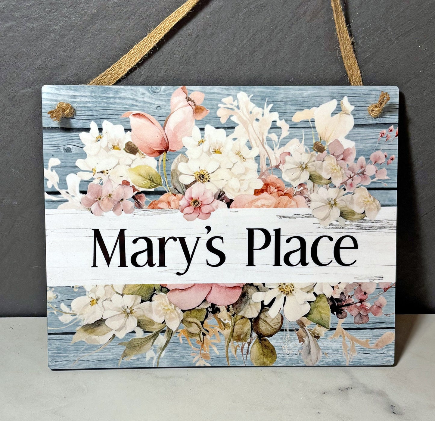 Custom Door Sign with Wildflowers