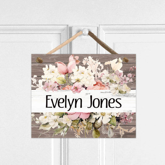 Custom Door Sign with Wildflowers