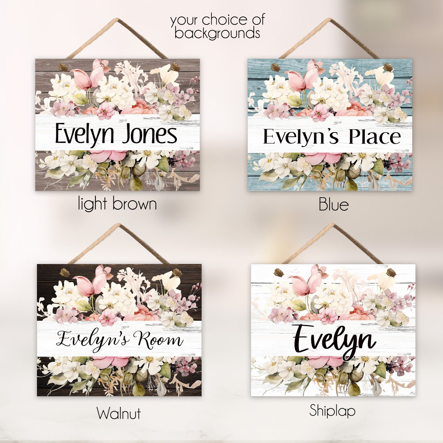 Custom Door Sign with Wildflowers