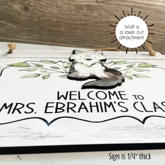 Woodland Wolf Door Sign with Critter Cut-Out