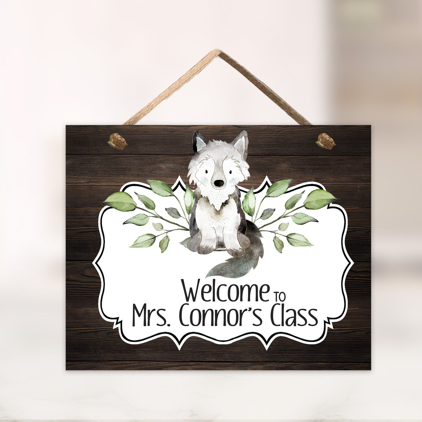 Woodland Wolf Door Sign with Critter Cut-Out