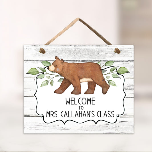 Woodland Bear Door Sign with Critter Cut-Out