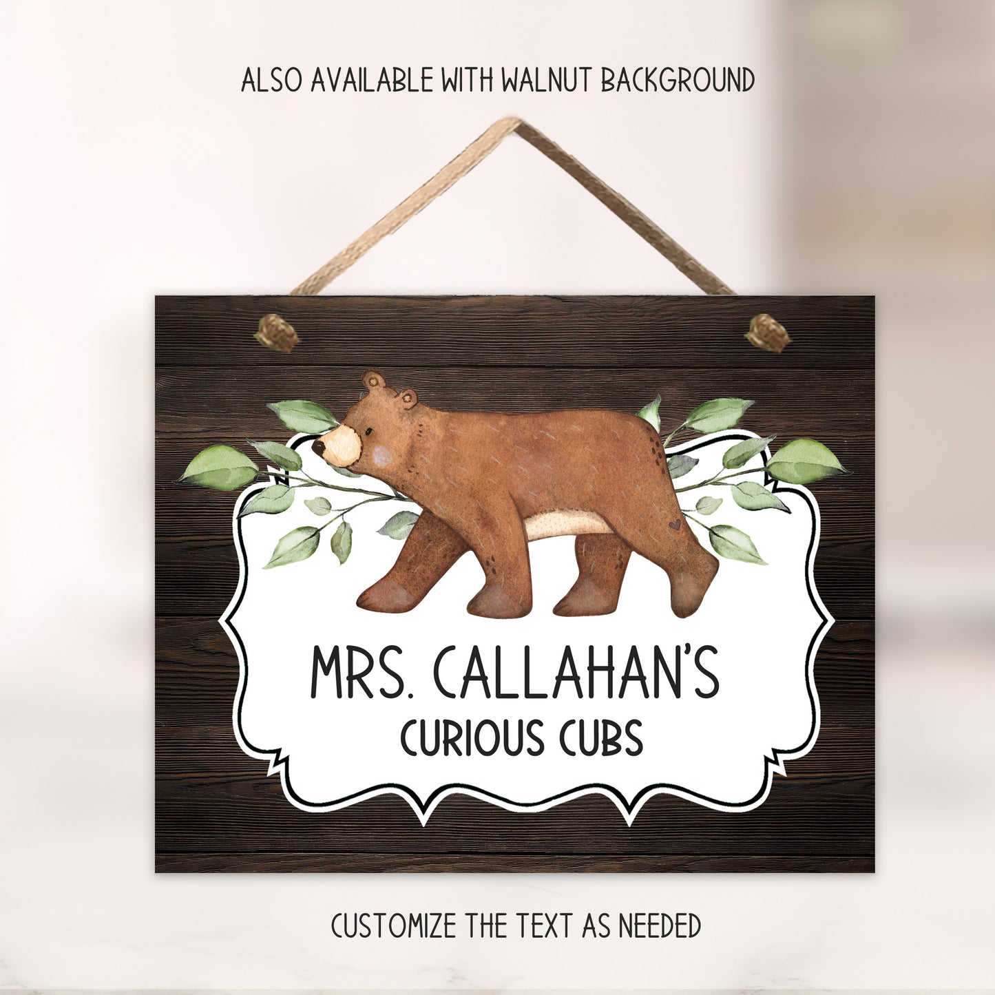 Woodland Bear Door Sign with Critter Cut-Out