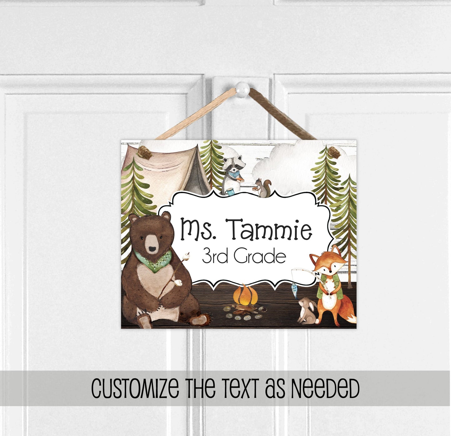 Woodland Animals Camping Classroom Door Sign